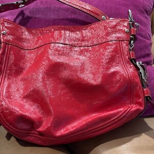 Coach Zoe Red Hobo Bag with matching wallet